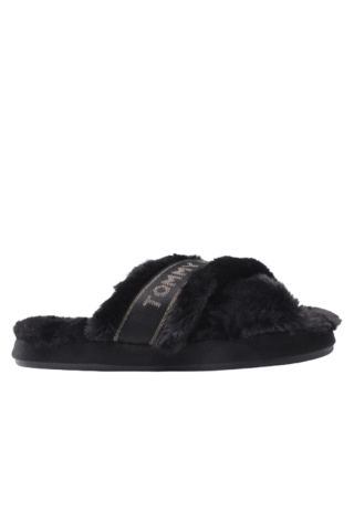 TOMMY HILFIGER SHINY WEBBING FURRY SLIPPER