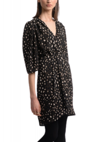 MOLLY BRACKEN LADIES WOVEN DRESS ANIMAL BLACK