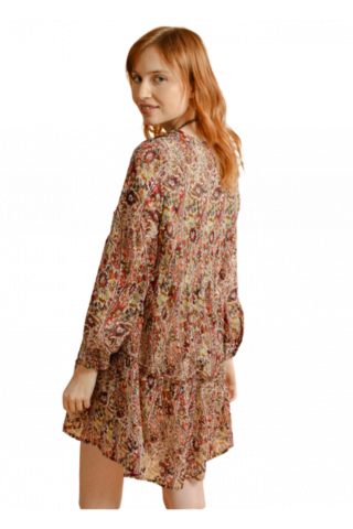 MOLLY BRACKEN LADIES WOVEN DRESS BEIGE FLORAL