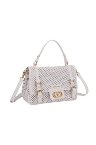 LA CARRIE ATENA MEDIUM SHOPPER HOLES LEATHER WHITE - 358966