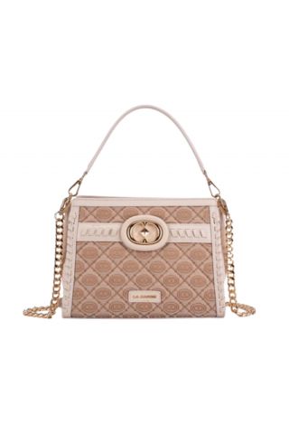 LA CARRIE MONOGRAM HAND BAG JACQUARD + LEATHER BEIGE - 358972