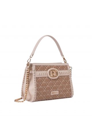 LA CARRIE MONOGRAM HAND BAG JACQUARD + LEATHER BEIGE - 358972