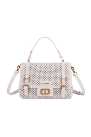LA CARRIE ATENA MEDIUM SHOPPER HOLES LEATHER WHITE - 358966