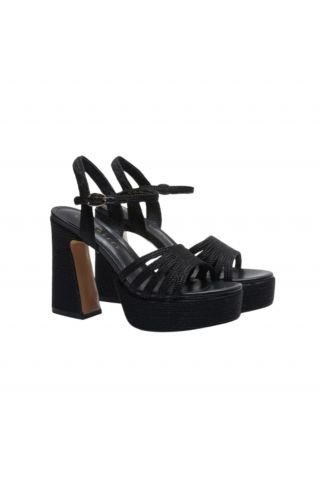 EMANUELLE VEE SANDALO PLATEAU RAFFIA GIUNONE RAFFIA BLACK - 358956