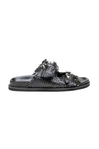 EMANUELLE VEE SANDALO DUE FASCE INTR. CINDY WOVEN BLACK - 358952