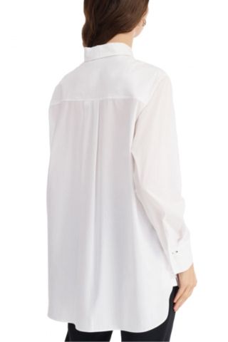 DIANA GALLESI SHIRT COTTON WITH CRYSTAL DECORATED POCKET WHITE