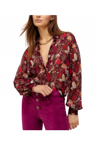 LIU JO WHITE WF2C06 CAMICIA TS M/L LIUJO VISCOSE GEORGE PINK FLORAL