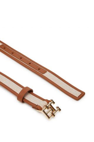 TOMMY HILFIGER - TH LOGO 2.5 CANVAS BROWN - 358323