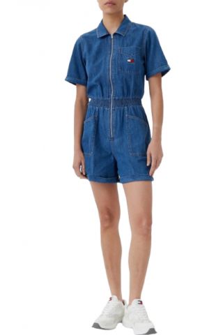 TOMMY HILFIGER TJW LT DENIM PLAYSUIT DENIM MEDIUM BLUE - 358635