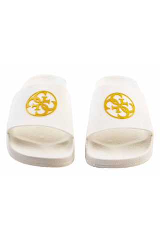 GUESS 4G LOGO BEACH SLIPPERS WHITE