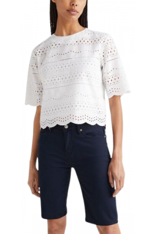 TOMMY HILFIGER BRODERIE C-NK BLOUSE SS
