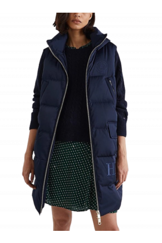 TOMMY HILFIGER SATEEN DOWN HOODED VEST DW5