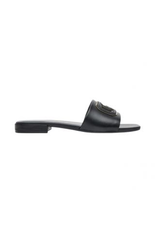 GUESS TARISHA SLIDE LEATHER SANDAL BLACK-GOLD - 358795