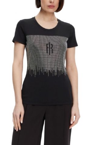 FRACOMINA TOP WITH LOGO ALL OVER BLACK - 358109