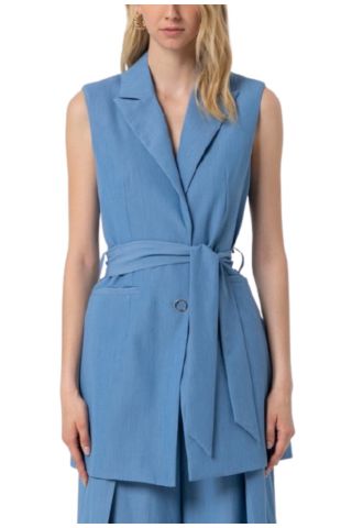 FRACOMINA LONG GILET WITH FABRIC BELT LIGHTIN - 358130