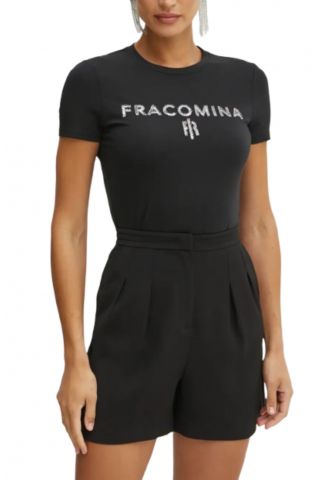 FRACOMINA SKINNY LOGO T-SHIRT BLACK - 358110