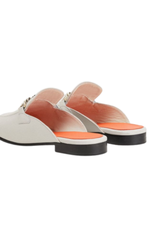 TOMMY HILFIGER CHAIN MULE LOAFER WHITE