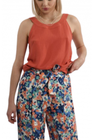 MOLLY BRACKEN LADIES WOVEN TOP - G869 CORAL FRANCE