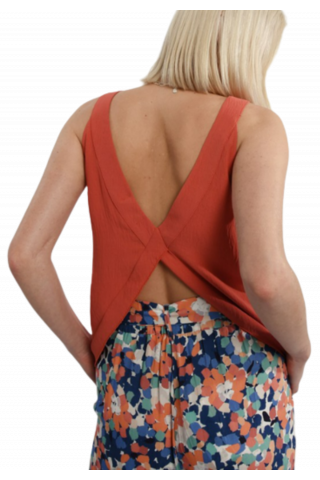 MOLLY BRACKEN LADIES WOVEN TOP - G869 CORAL FRANCE