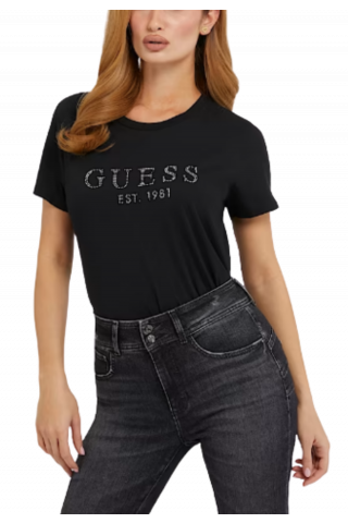 GUESS SS GUESS 1981 CRYSTAL EASY TEE BLACK