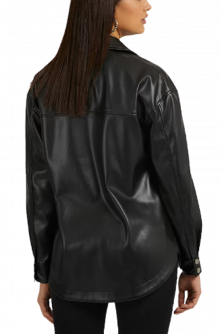 GUESS - LS CAROLA FAUX LEATHER SHIRT BLACK