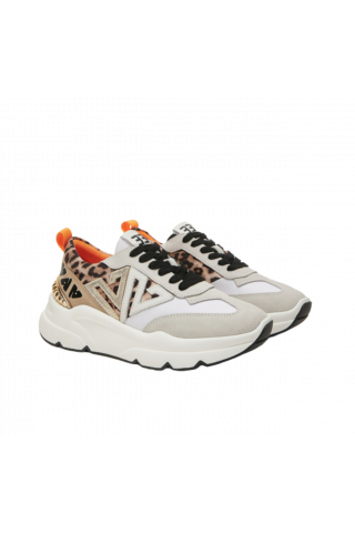 EMANUELLE VEE - SNEAKER RUNNING CROSTA+TESS.MACULATO NATURAL ANIMALIER