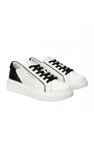 EMANUELLE VEE - SNEAKER FONDO CASSETTA ALTO P003 COMBI WHITE/BLACK