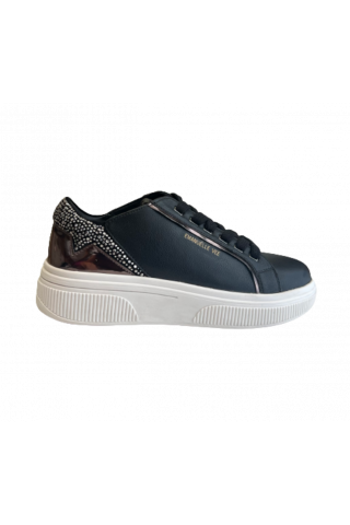 EMANUELLE VEE - SNEAKER FONDO CASSETTA ALTO P003 COMBI BLACK/CRYSTAL