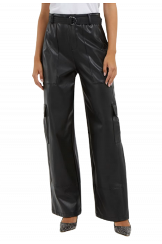 GUESS - GWEN PU CARGO PANT BLACK