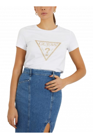 GUESS - SS CN GOLD TRIANGLE TEE WHITE