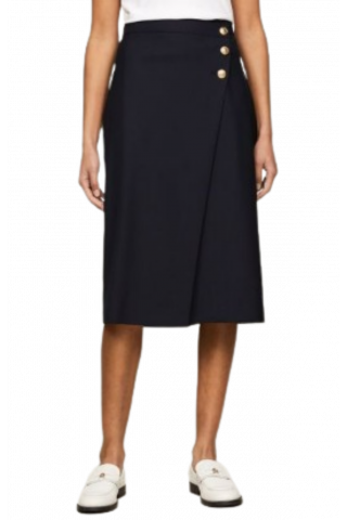 TOMMY HILFIGER - GOLD BUTTON MIDI SKIRT