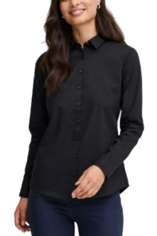 FRANSA WOMEN'S SHIRT WITH CLASSIC COLLAR BLACK