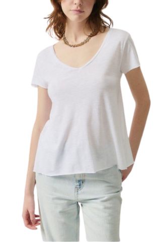 AMERICAN VINTAGE T-SHIRT V-NECK 52% COTTON-48% VISCOSE WHITE