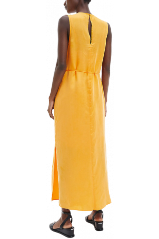 CALVIN KLEIN SHINE VISCOSE MAXI NS DRESS ORANGE FLASH