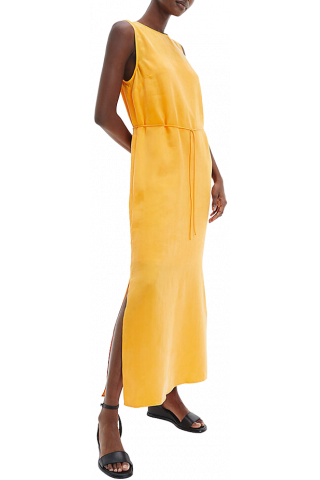 CALVIN KLEIN SHINE VISCOSE MAXI NS DRESS ORANGE FLASH