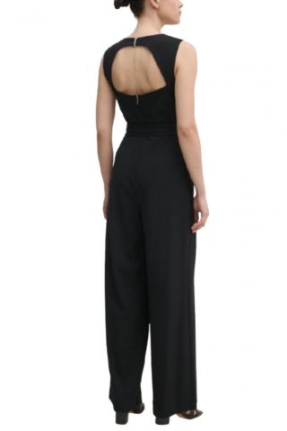 CALVIN KLEIN - SCUBA CREPE OPEN BACK JUMPSUIT BLACK - 357676