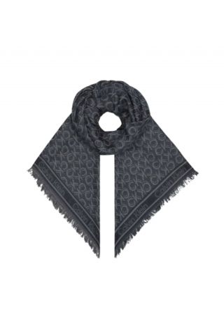CALVIN KLEIN MONOGRAM JACQUARD SCARF 130X130 BLACK BEH