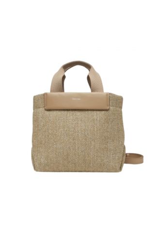 CALVIN KLEIN - RAFFIA SMALL TOTE CROSSBODY BEIGE - 358376