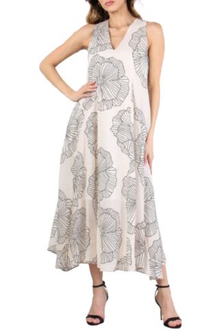 MEIMEIJ DRESS 54%LY,46%RA-100%CO ECRU/BLACK - 358736