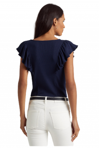 RALPH LAUREN 5X2 DROP NEEDLE RIB-SHIRT NAVY BLUE