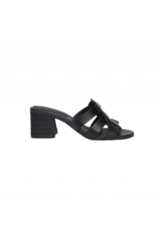 TOMMY HILFIGER - BLOCK MID HEEL LEATHER SANDAL