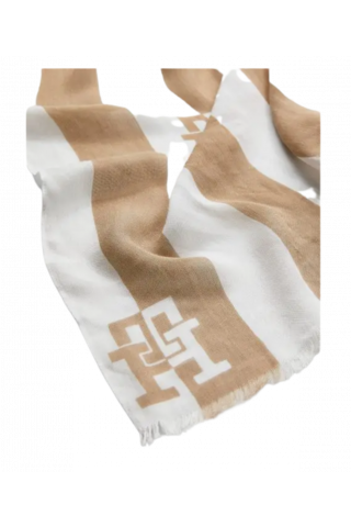 TOMMY HILFIGER ICONIC PREP SCARF STRIPES - STR BEIGE/WHITE AEG