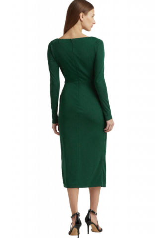 RALPH LAUREN STR MATTE JERSEY-COCKTAIL W/TRIM GREEN