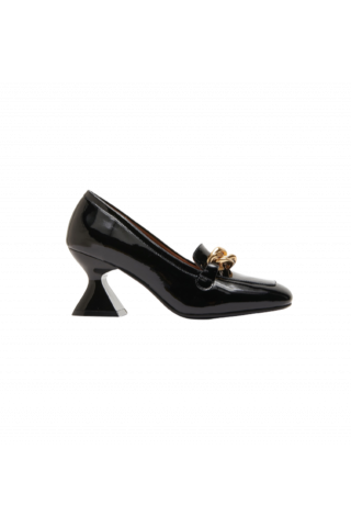 EMANUELLE VEE - MOCASSINO CON CATENA T 70 VERNICE ROTTA BLACK