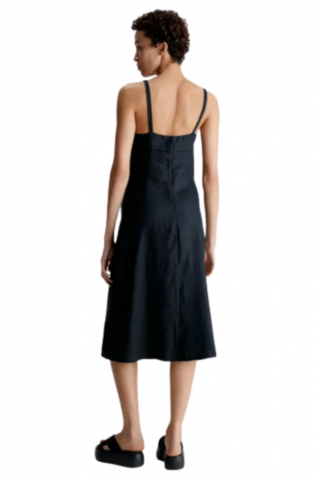 CALVIN KLEIN LINEN SLIP DRESS - CK BLACK BEH