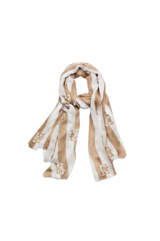 TOMMY HILFIGER ICONIC PREP SCARF STRIPES - STR BEIGE/WHITE AEG