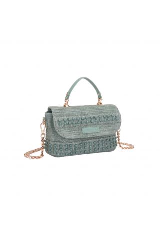 LA CARRIE - MALIBU MED HAND BAG RAFFIA+SYNT GREEN