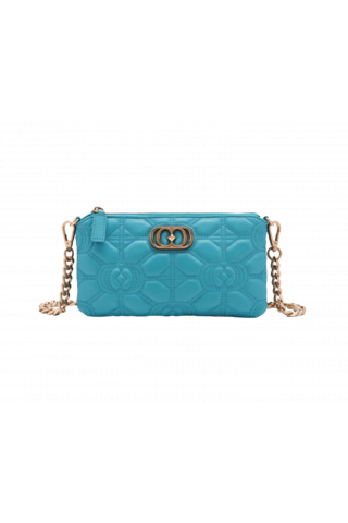 LA CARRIE STICH&SPUN DOUBLE WALLET/BAG LEATHER LIGHT BLUE