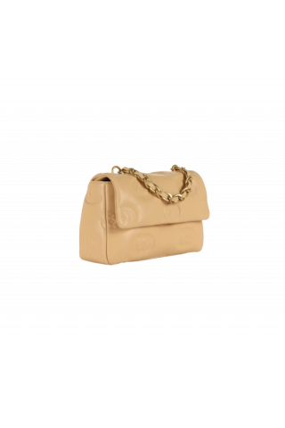 LA CARRIE - EMBOSSED LOGOS STEPHY MED HAND BAG LEATHER CAPUCCINO