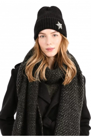 MOLLY BRACKEN LADIES KNITTED HAT - B202 BLACK FRANCE